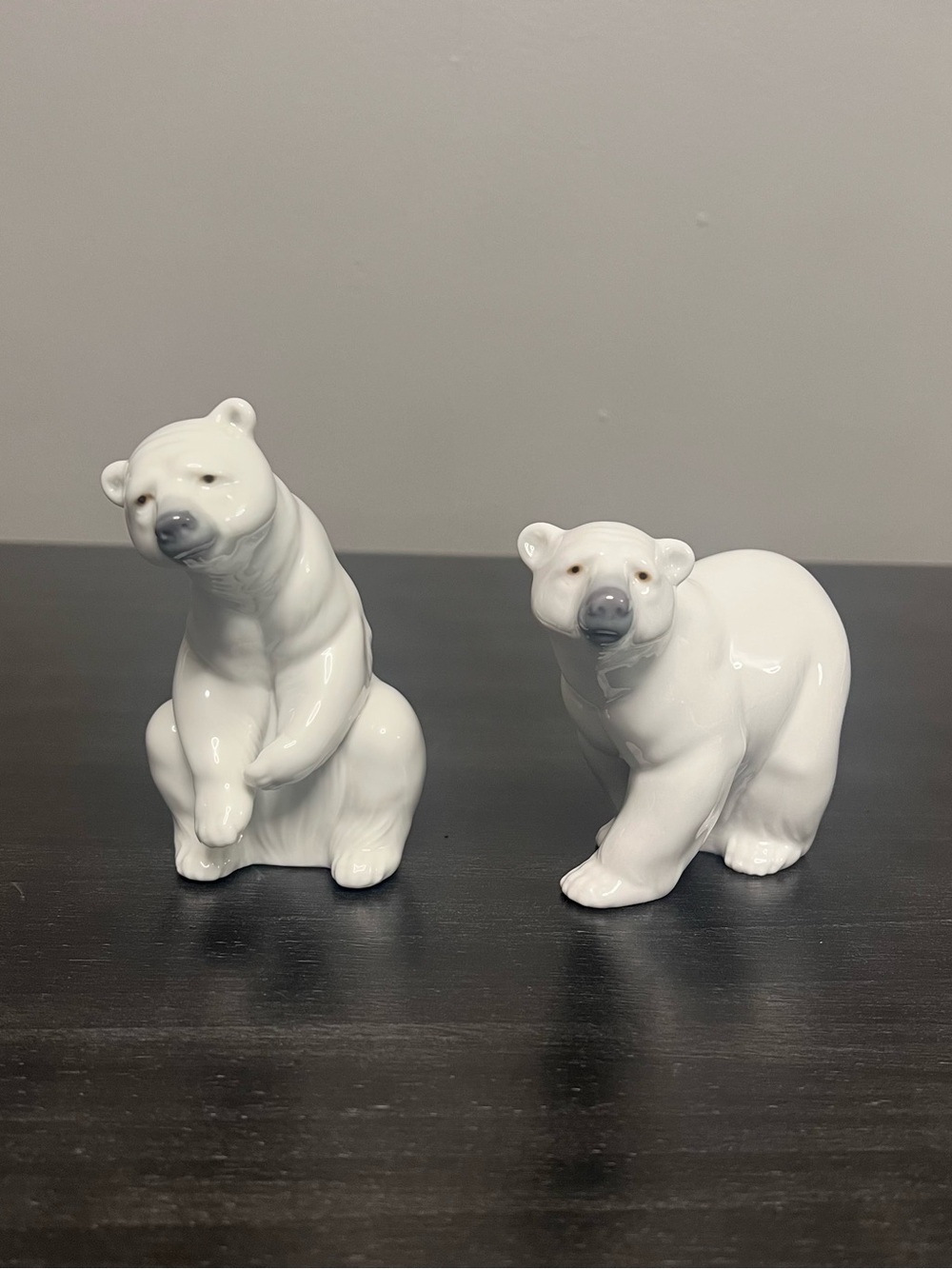 VTG Lladro Polar Bear Figurines #1207 Attentive #1208 Resting Pair Spain Retired